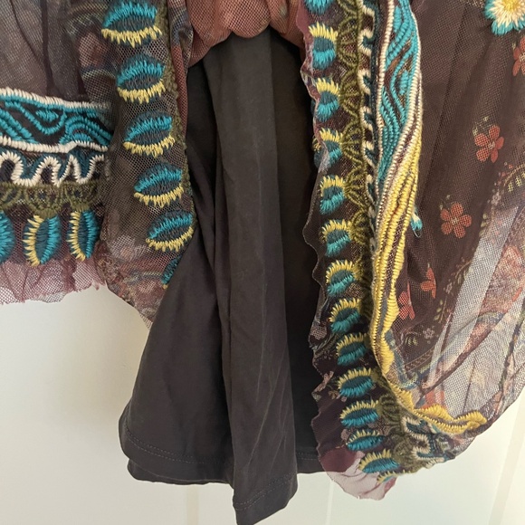 Johnny Was Women Renley Mesh Embroidered Blouse Large Sheer Floral MSRP $305 NWT - Picture 5 of 13